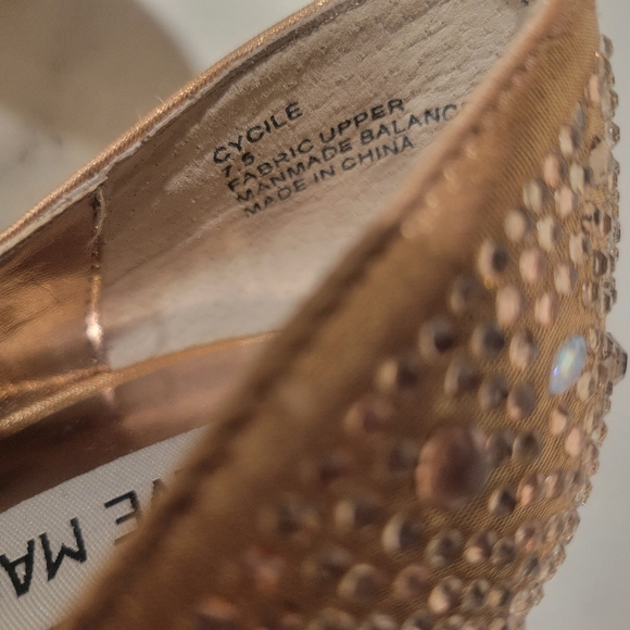 Steve Madden Cycile Rose Gold Pumps Heels Platform Rhinestone Stacked Peep Toe - Picture 10 of 11